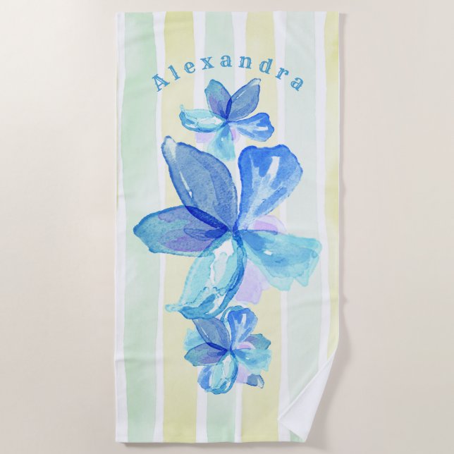 Serviette de plage Floral personnalisée (Devant)