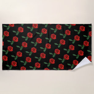 Serviette de plage Floral Rose simple rouge