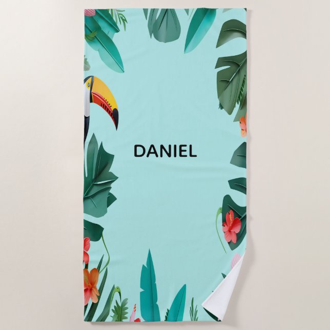 Serviette De Plage  Floral Tropical Été  (Devant)