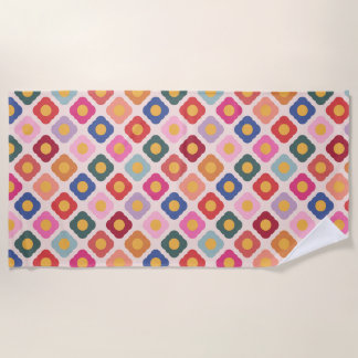 Serviette de plage florale colorée d'art folkloriq