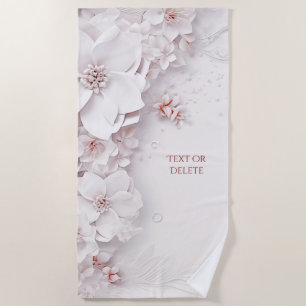 Serviette de plage florale rose ivoire
