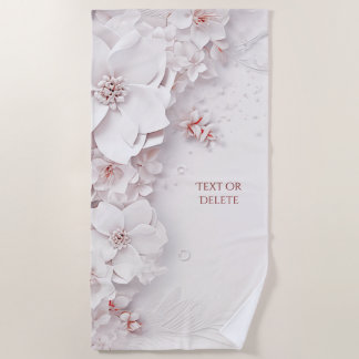 Serviette de plage florale rose ivoire