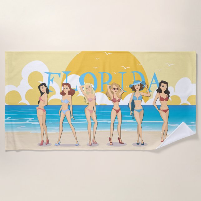 Serviette De Plage Floride Beach Bikini filles (Devant)