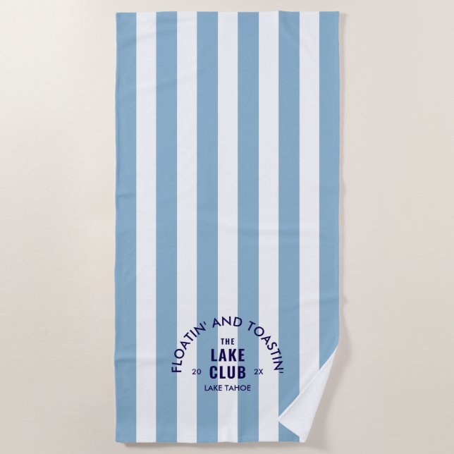 Serviette De Plage Flotter et griller au Lake Club Blue Stripe (Devant)