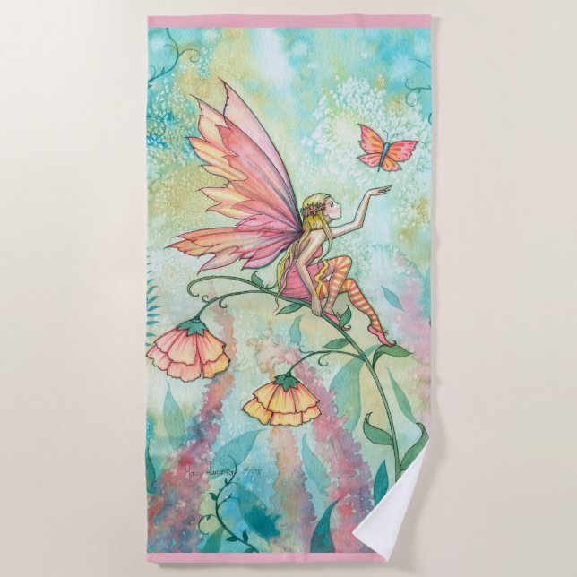 Serviette de plage Flower Fairy Fantasy Art (Devant)
