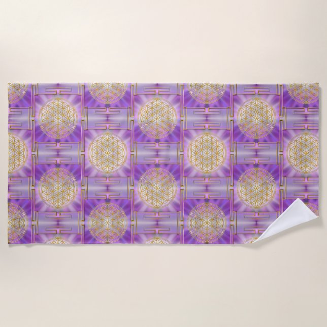 Serviette De Plage FLOWER OF LIFE - Yantra seamless (Devant)