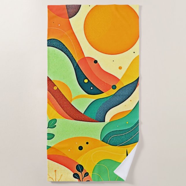 Serviette De Plage Flux Abstrait chaud (Devant)