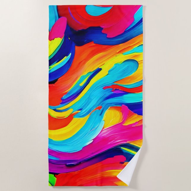 Serviette De Plage Flux de couleurs Abstrait dynamique (Devant)