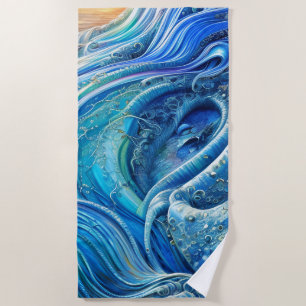 Serviette De Plage Flux de turbulences dans la mer, Art Abstrait