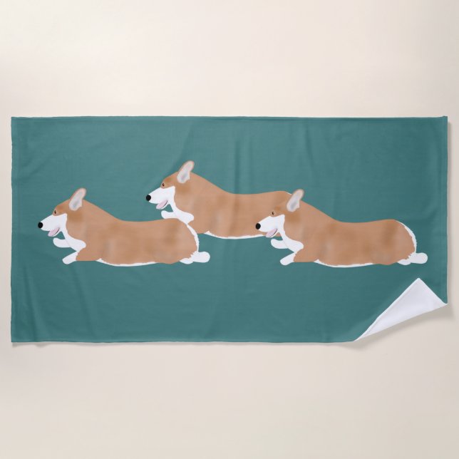 Serviette de plage Flying Corgis (Devant)