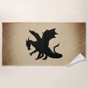 Serviette De Plage Fond rustique Dragon Noir