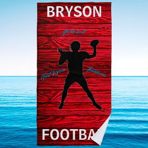 Serviette De Plage Football D'Abord Touchdown Red Wood Beach Towne