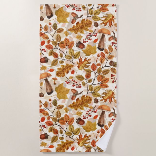 Serviette De Plage Forêt automnale sur blanc (Devant)