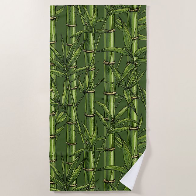 Serviette De Plage Forêt de bambou en vert (Devant)