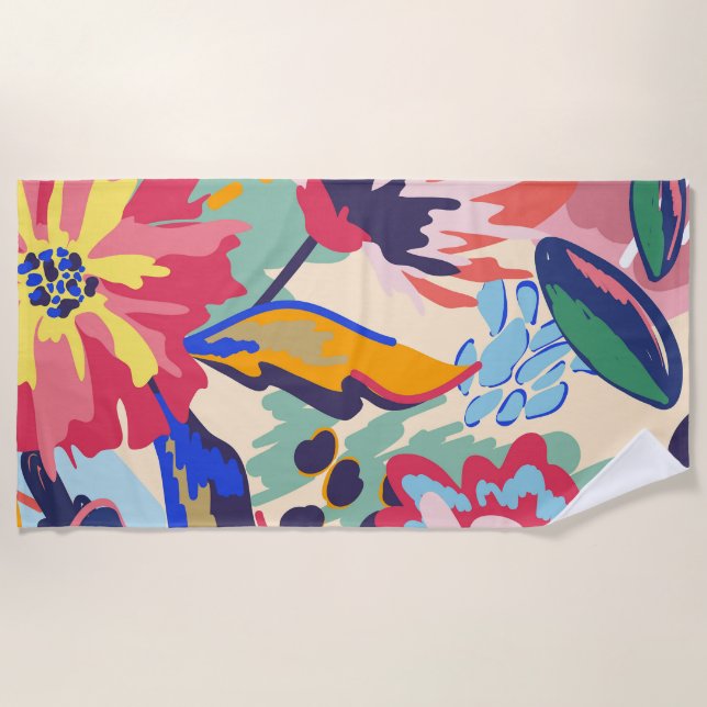 Serviette De Plage Forêt et roses (Devant)