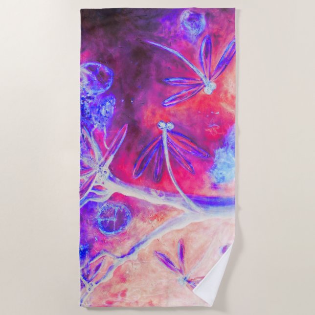 Serviette De Plage Forêt Magique de Libellules (Devant)