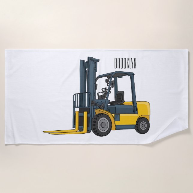 Serviette De Plage Forklift cartoon illustration (Devant)