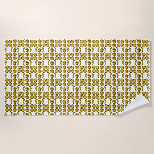 Serviette De Plage Forme élégante Gemstone Art Jaune (Devant)