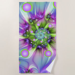 Serviette De Plage Formes arrondies de spirale colorées Art fractal A