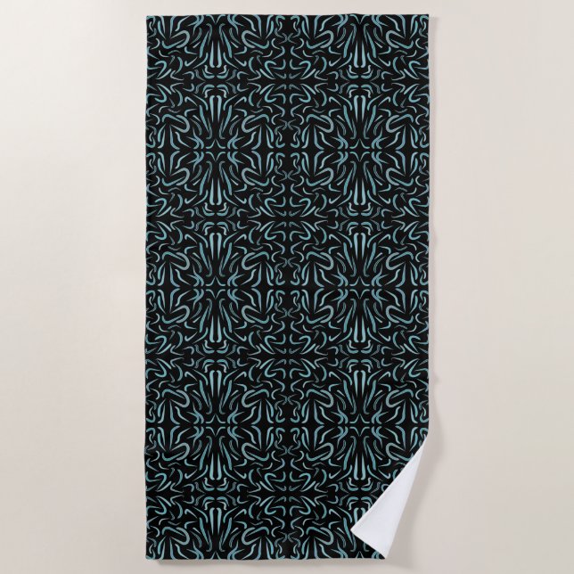 Serviette De Plage Formes de contour effilées remplies de couleurs aq (Devant)