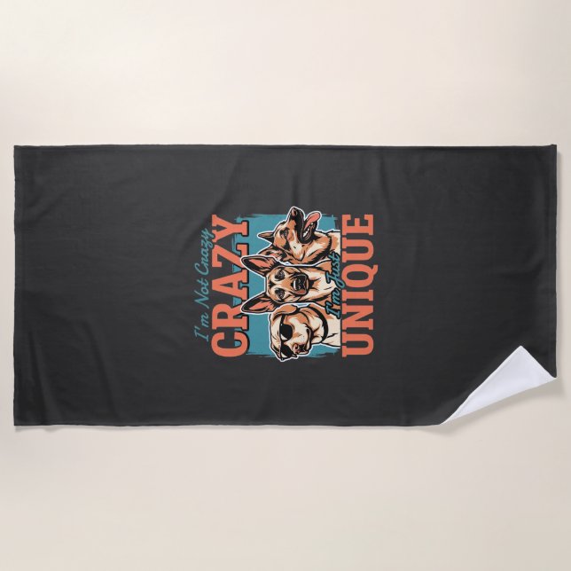 Serviette De Plage Fou amoureux de chien unique (Devant)