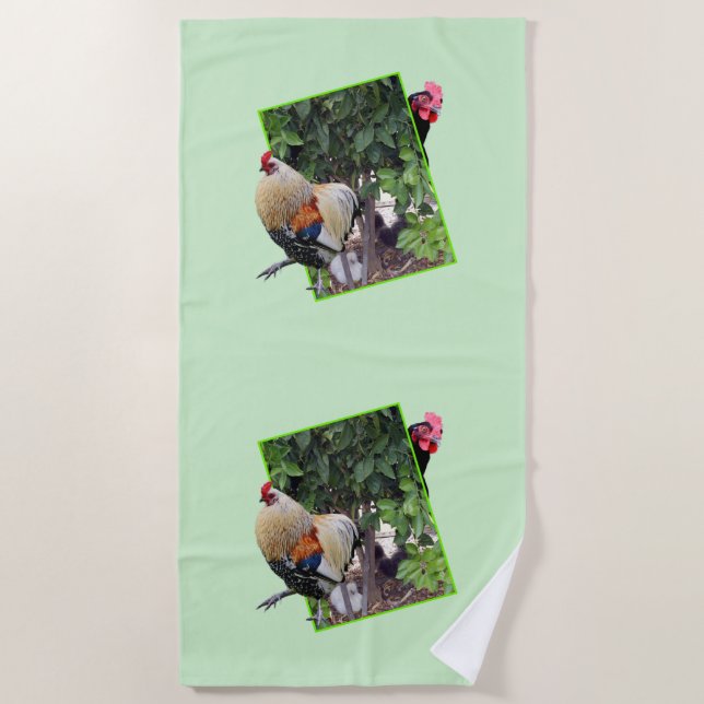 Serviette De Plage **"Fowl Play : Cachet de poulet en 3D"** (Devant)