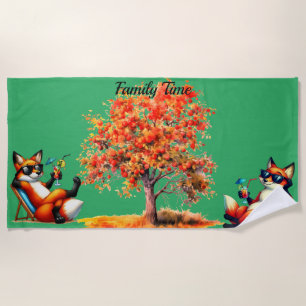 Serviette De Plage Foxes temps famille