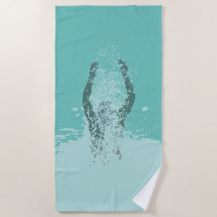 Serviette De Plage Fraîcheur d'eau humaine noire et blanche fraîche