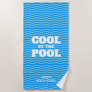 Serviette De Plage Frais au bord de la piscine drôle vague bleue pers