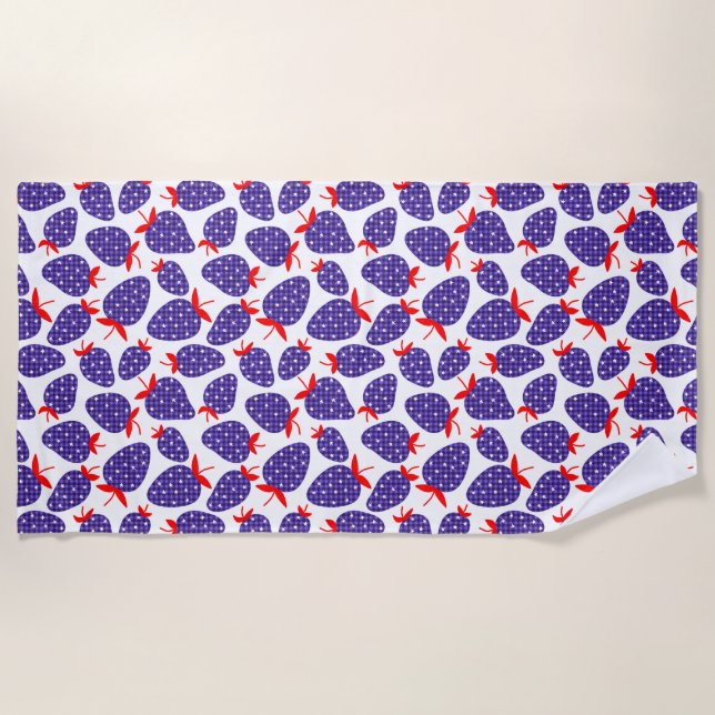 Serviette De Plage Fraise à carreaux patriotique (Devant)