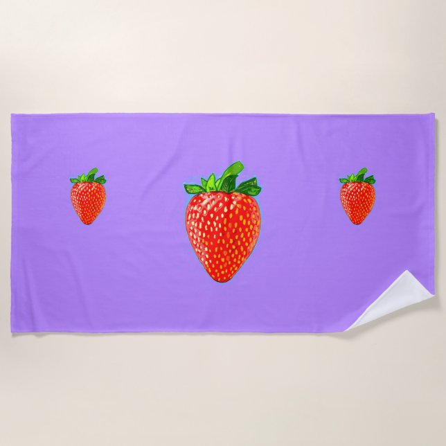 Serviette De Plage Fraise juteuse en style pop art (Devant)