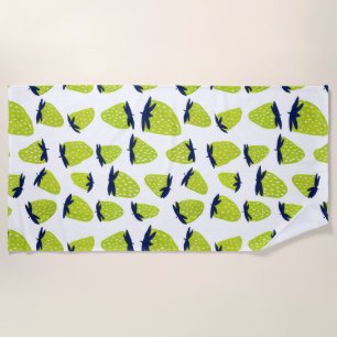 Serviette De Plage Fraises d'été bio néon vert