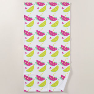 Serviette De Plage Fraises d'été et limonade géométrique