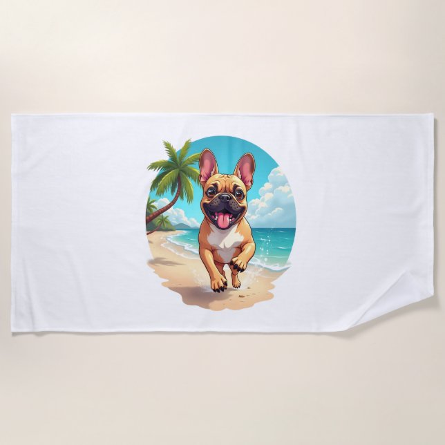 Serviette De Plage French Bulldog on a Beach (Devant)