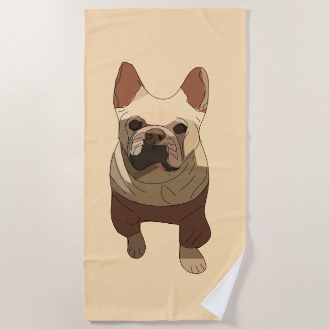 Serviette De Plage French Bulldog, Soft Peach (Devant)