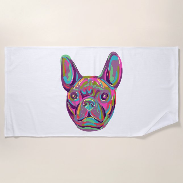 Serviette De Plage French Bulldog Tête Française Pop style art (Devant)