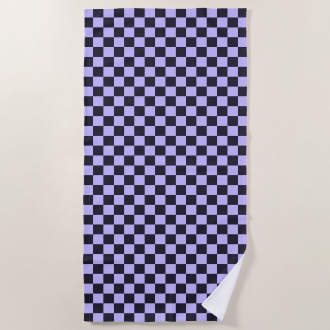Serviette De Plage French lilac checkerboard pattern (Devant)
