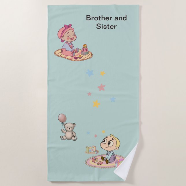 Serviette De Plage Frère et soeur (Devant)