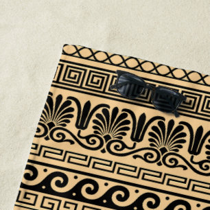 Serviette De Plage Fret grec, Motif méditerranéen, Brown