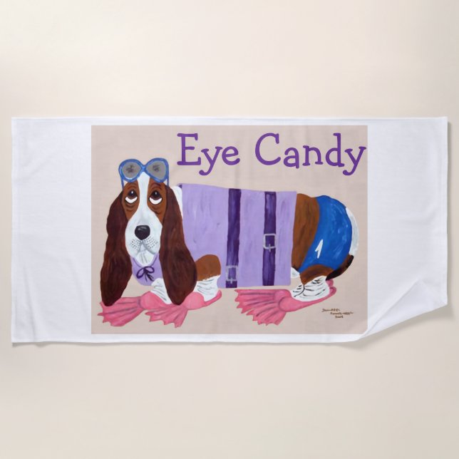 Serviette De Plage Friandise pour les yeux Basset Hound  (Devant)