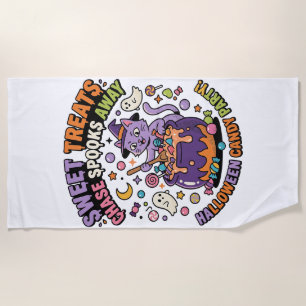 Serviette De Plage Friandises d'Halloween Chaudron de Sorcière