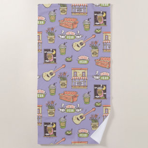 Serviette De Plage FRIENDS™   Motif d'icône violet
