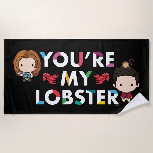 Serviette De Plage FRIENDS™ | Ross & Rachel Lobster Chibi (Devant)
