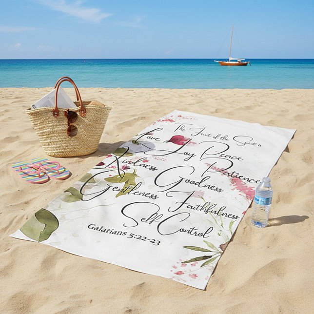 Serviette De Plage Fruit de l'Esprit rose floral (Créateur téléchargé)