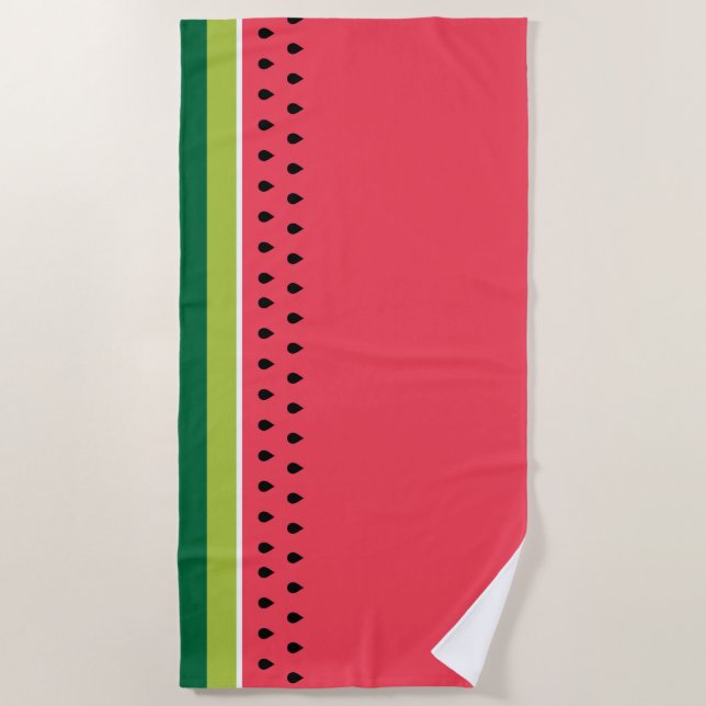 Serviette De Plage Fruit de pastèque vert rose corail géométrique (Devant)