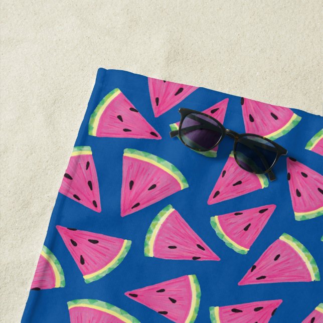 Serviette De Plage Fruit motif de pastèque bleu (En situation)