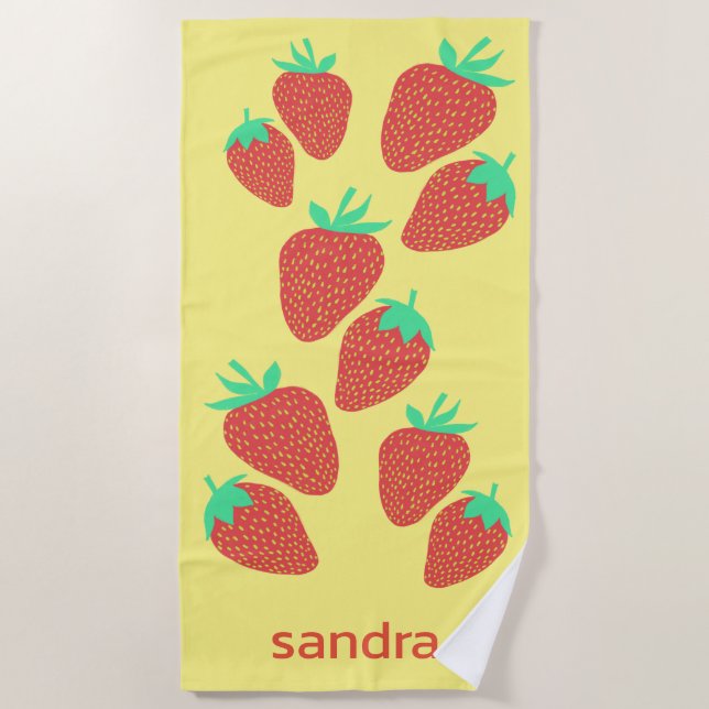 Serviette De Plage Fruité Fruity Fun Fun NOM PERSONNALISÉ (Devant)