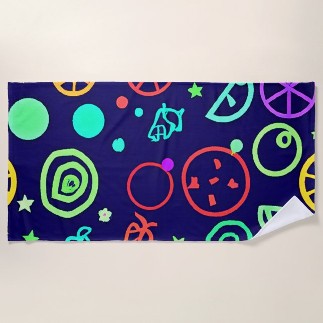 Serviette De Plage Fruits de Neon Couleurs Motifs (Devant)