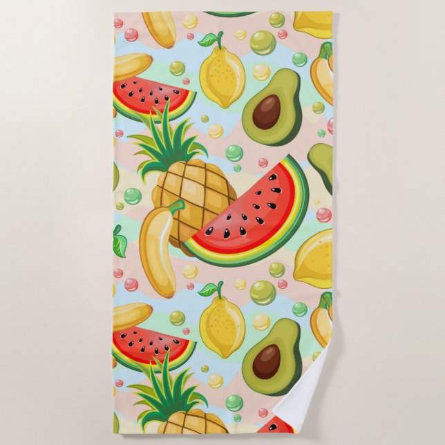 Serviette De Plage Fruits d'été frais Motif (Devant)