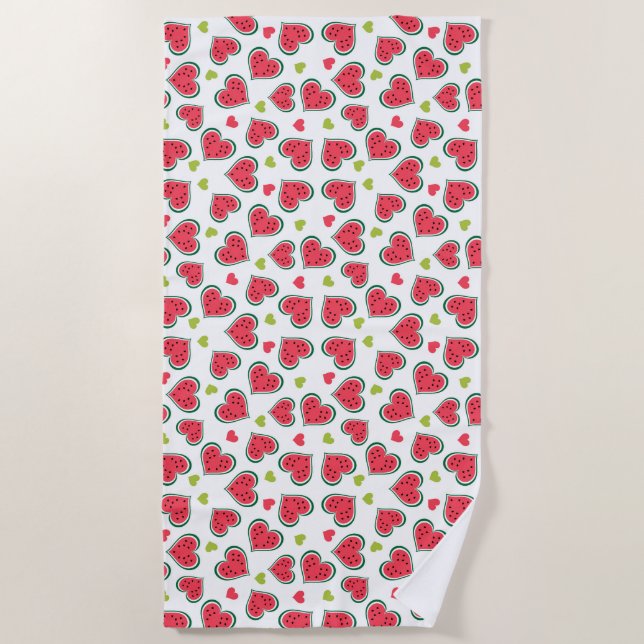 Serviette De Plage Fruits d'été Joli Watermelon Love Hearts Imprimer (Devant)